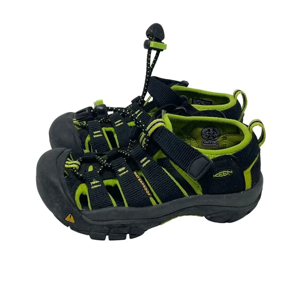 Keene Toddler Waterproof Shoes Black Neon Green Size US 10 Outdoor Hiking Trail